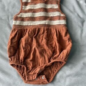 Striped Brown and Cream Baby Romper